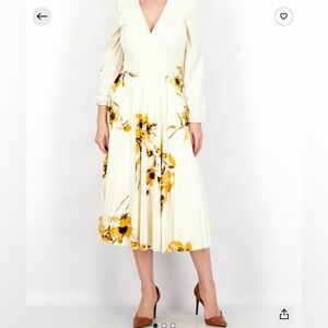 Reserved Cream and Yellow Floral Long Sleeve Dress
